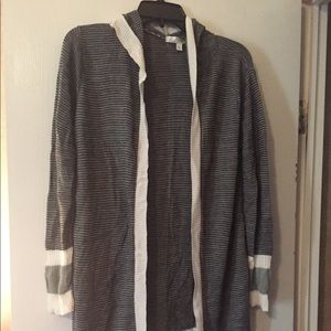 Hooded woven light weight tunic cardigan